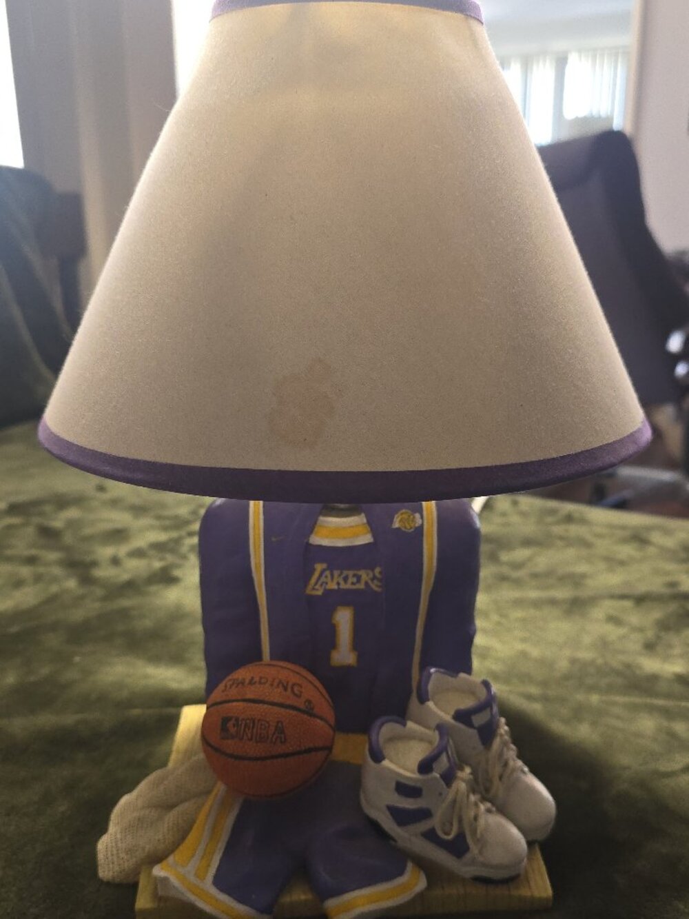 Los Angeles Lakers Basketball Uniform Figural Table Lamp #1 NBA (Needs Repair)